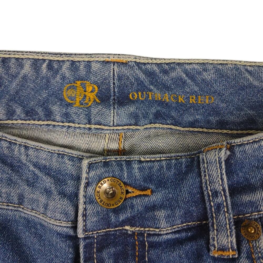 Vtg Y2K OUTBACK RED Jeans Women's 6 Stretch Denim Distressed Taper Leg Low Rise - Picture 3 of 10